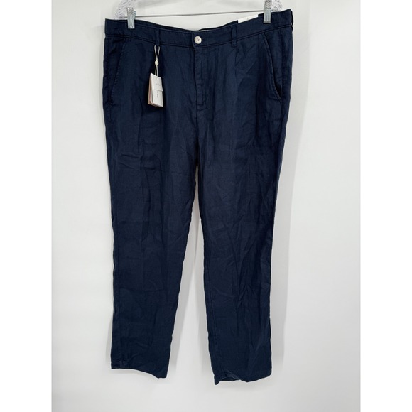 NWT Porter & Ash Pants Men's Blue 100% Linen Straight Fit‎ Casual Sz 36 - Picture 1 of 8